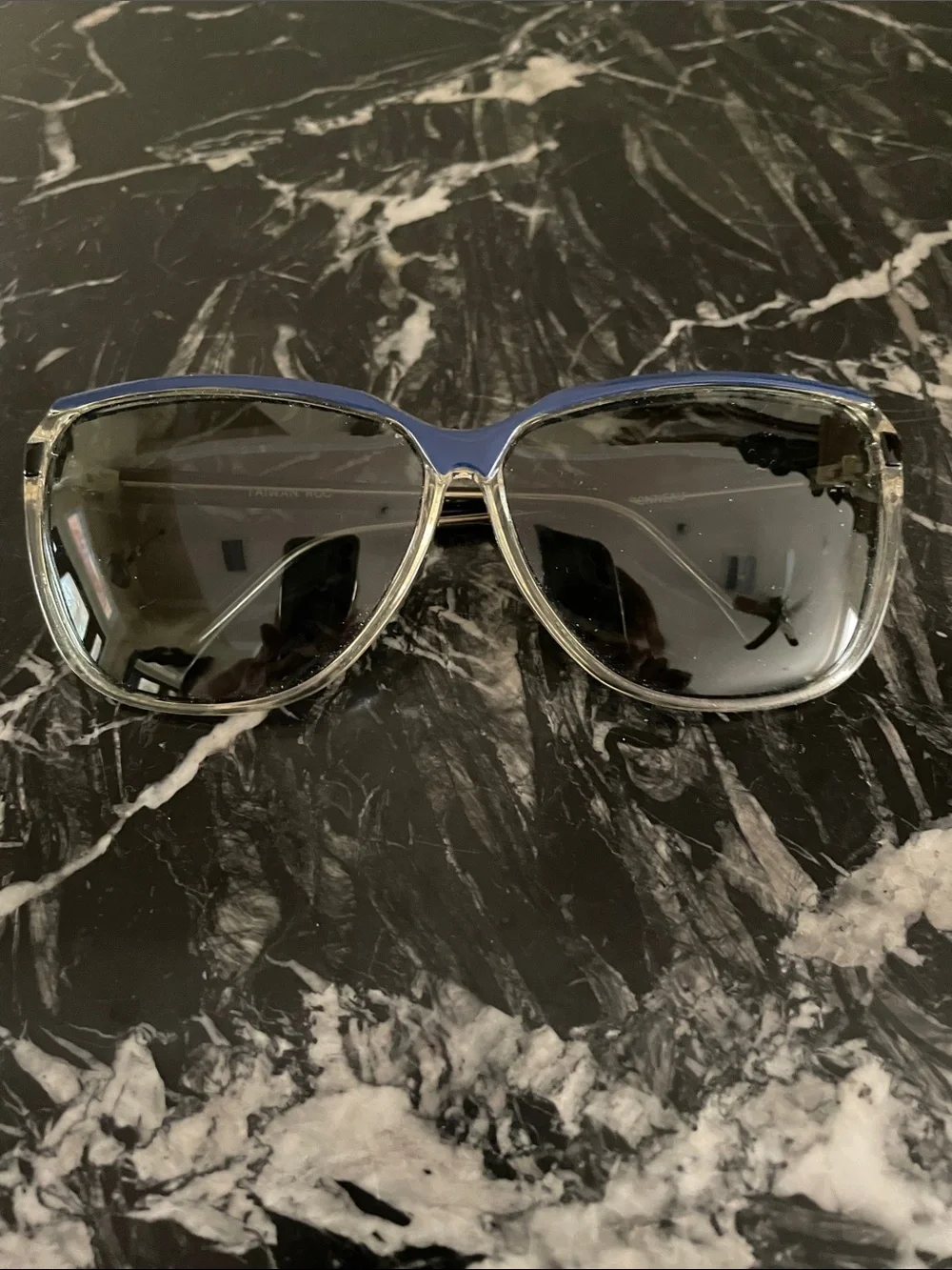 Bonneau Women’s Blue and Clear Oversized Fashion Sunglasses.